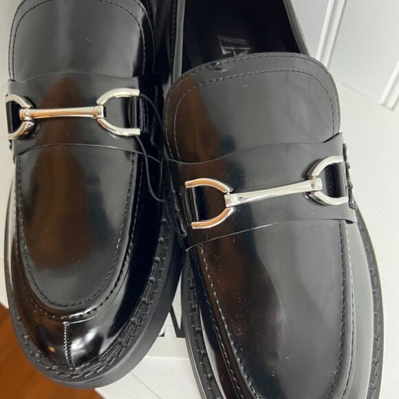 ZARA  FLAT LUG SOLE LOAFERS  in Black Size 10 - Picture 8 of 8